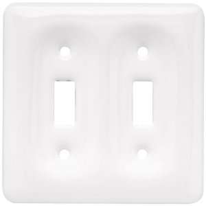   126461 Ceramic Double Switch Wall Plate, White