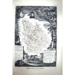   Antique Map C1845 De La Vienne Poitiers Chanvigny Le Blanc France