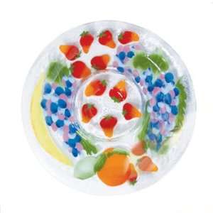   13 Inch Chip and Dip Bowl with Fruit Medley Design