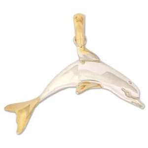  Gold plated pendant, Silver Dolphin 2 W 1 L: Jewelry