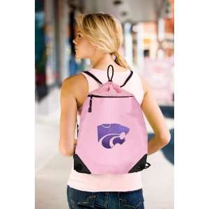 com K State Logo Pink Drawstring Bag Backpack Kansas State University 