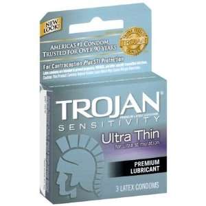 Trojan Sensitivity Ultra Thin Lubricated Latex Condoms 3 ct (Quantity 