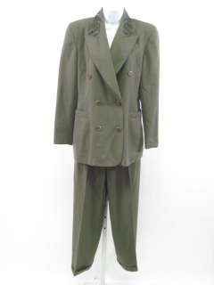 ESCADA Olive Wool Blazer Jacket Pant Suit Size 36  