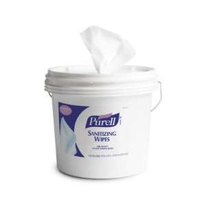  Gojo 911701 Sanitizing Wipes, 6 x 8, White, 1200/Bucket 