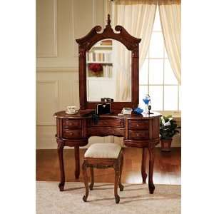   Hardwood Mirror Anne Dressing Table and Mirror: Furniture & Decor