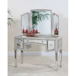  Manhattan Dressing Table & Mirror (Wood/Silver White) (55 