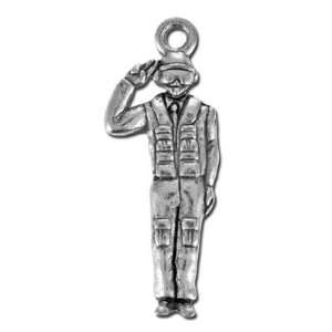 27mm Saluting Soldier Pewter Charm Arts, Crafts & Sewing
