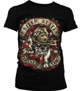 United States Marine Corps Junior Girls T shirt USMC Bulldog Stars 
