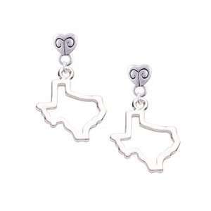 Texas Outline Mini Heart Charm Earrings
