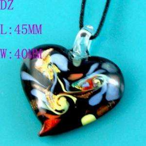G3281 Ladys Black Vogue Lampwork Murano glass Heart Bead Pendant 
