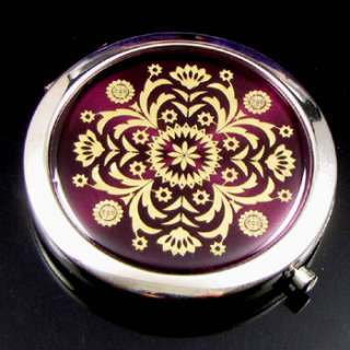   SHIPPING 1pc Antiqued floral compact pocket mirror wedding gift  