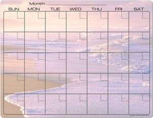 Dry Erase Monthly Calendar Fridge Magnet BEACH  