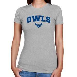  Rice Owls Ladies Ash Logo Arch Slim Fit T shirt: Sports 