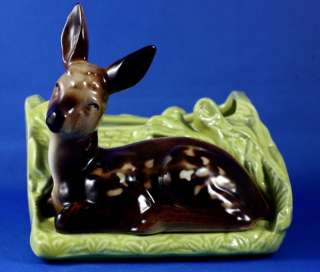 Vintage Shawnee Deer Fawn Glazed Ceramic Art Planter  