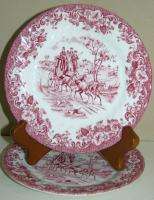Johnson Brothers Bros COACHING SCENES Pink Bread Plates MINT NEW 