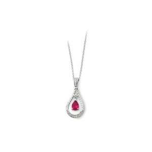  Sterling Silver July CZ 18 Birthstone Necklace: Jewelry