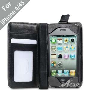  iPhone 4 and 4S Rider Genuine Leather Wallet Case (Fit AT 