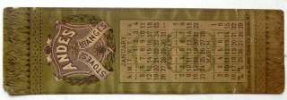 1890 ANDES STOVES RANGES TRADE CARD BOOKMARK GENEVA NY  