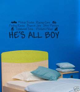 All Boy Vinyl Wall Lettering Art Words Decal Quotes  
