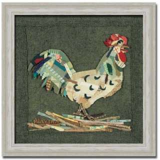 Rooster Collage Country Kitchen Quilt Decor Art Framed  