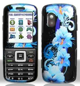 Samsung SGH T401G BLUE FLOWER Faceplate Protector Snap On Phone Cover 
