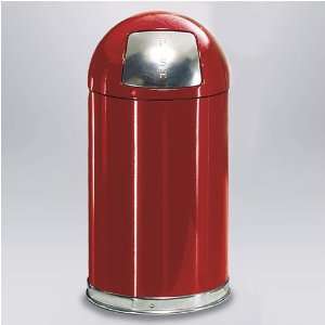  United 12 gallon Steel Round Top Red Waste Receptacle 