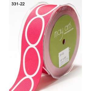   Ribbon with White Ovals in Hot Pink   5 Yards Arts, Crafts & Sewing