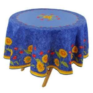    Sunflower Blue Polyester Tablecloths 70 Round