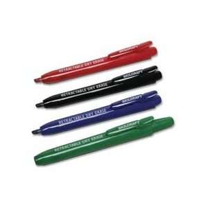 NSN5195769 Dry erase Markers,Retractable,Chisel Tip,4/ST,BK/BE/RD/GN 