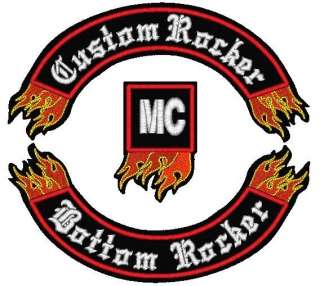 Custom Embroidered FLAME Rockers MC patch SET FELT 12  