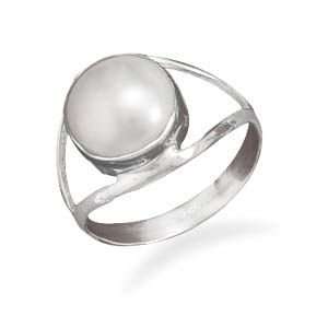  10mm Cultured Freshwater Pearl Ring With Open Band Design 