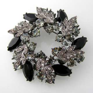 Vintage style floral Brooch Pin Swarovski Crystal P019  
