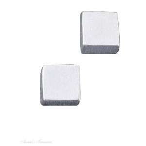  Sterling Silver Flat Square Cube Post Earrings: Jewelry