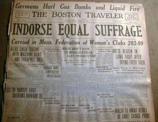 1915 newspaper w BIG headline WOMENS SUFFRAGE MOVEMENT  