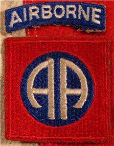 WW11 82ND AIRBORNE DIVISION GREEN BACK SSI PATCH AND AIRBORNE TAB 
