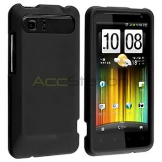 BLACK RUBBERIZED HARD SHELL SNAP ON CASE COVER+GUARD FOR ATT HTC VIVID 