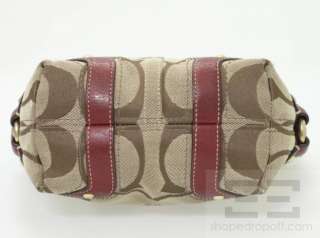   Brown Monogram Canvas & Red Leather Carly Red Signature Top Handle Bag