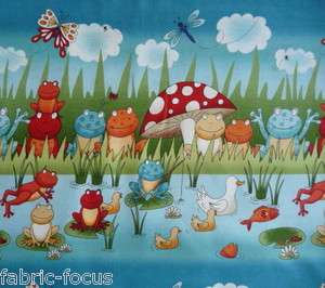 Frogs Lily Pond Butterfly Dragonfly Duck Fish Water BORDER STRIPE 