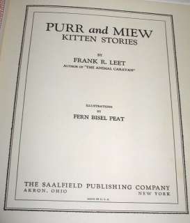 PURR AND MIEW KITTEN 1931 COLOR ILL PEAT CHILDREN BOOK  