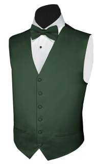 New Mens Tuxedo Vest and Bow Tie HUNTER GREEN Satin  