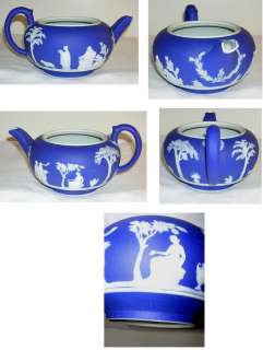 Vintage Wedgwood Blue Jasperware Teapot England  