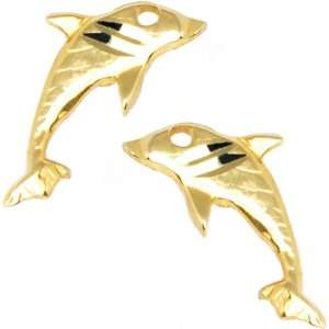  14k Yellow Gold Fish Stud Earrings: Jewelry