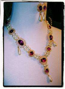 Renaissance dress jewelry  Lush Fushia Tudor Necklace  