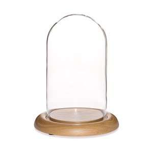  Glass Doll Dome with Oak Base   4.5 x 8