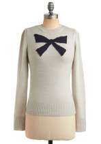 Little Bow Blue Sweater  Mod Retro Vintage Sweaters  ModCloth
