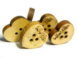 27 HEART WHISTLES DESIGN WOOD SEW ON 3 HOLE BUTTON C120  