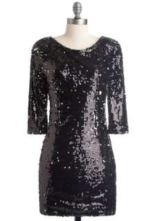 Just in Times Square Dress   Party, Statement, Black, Solid, Sequins 