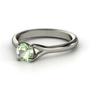  Cynthia Ring, Round Green Amethyst Platinum Ring Jewelry