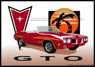 GTO Convertible Muscle Car Garage Man Cave Tin Sign  