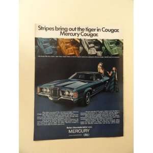 1971 Mercury Cougar, print ad (car/woman/cat.) Orinigal Magazine Print 